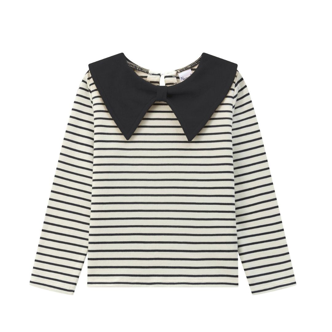 Gestreiftes Sweatshirt mit schwarzer Schleife