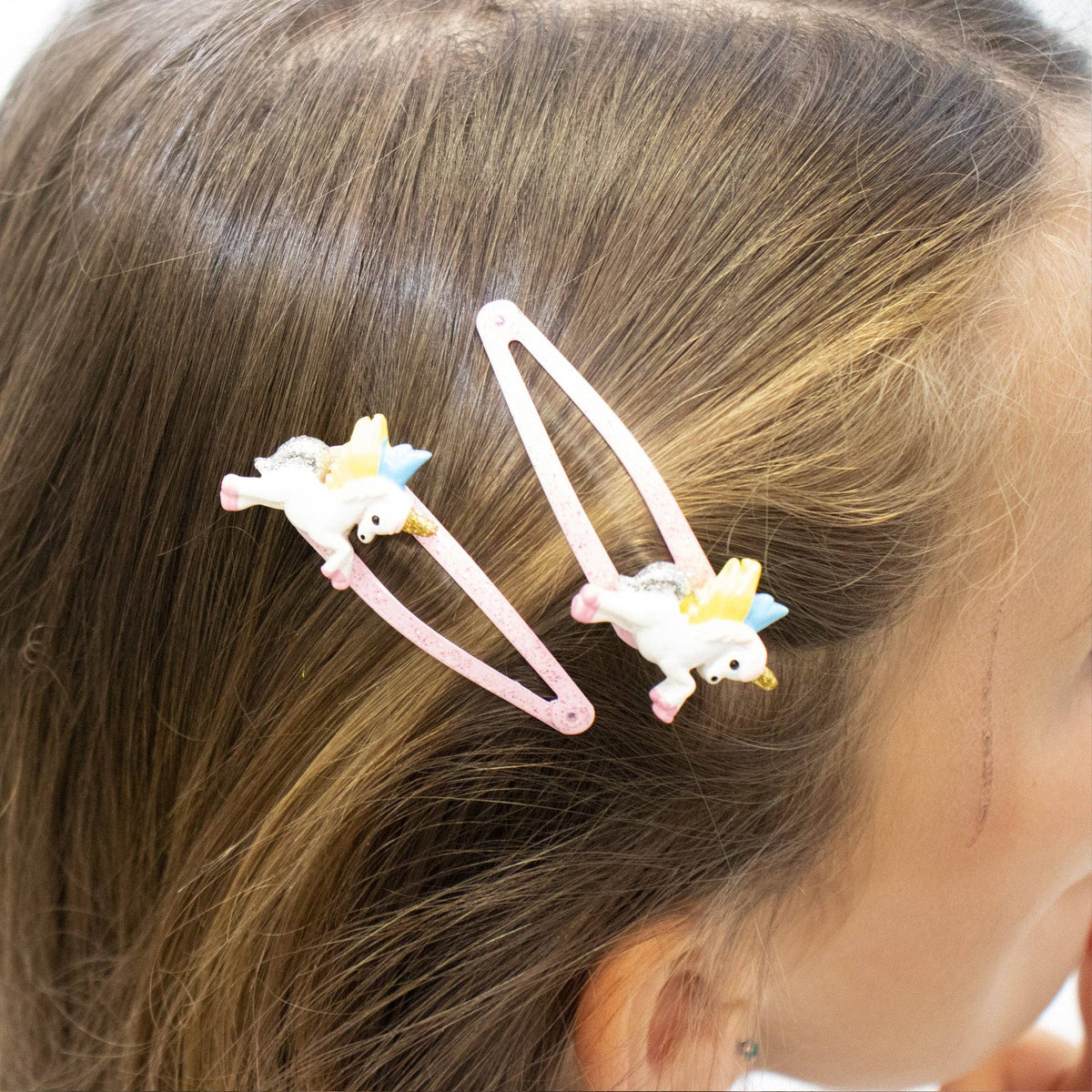 Premium-Haarspangen für Kinder 'Einhörner rosa'