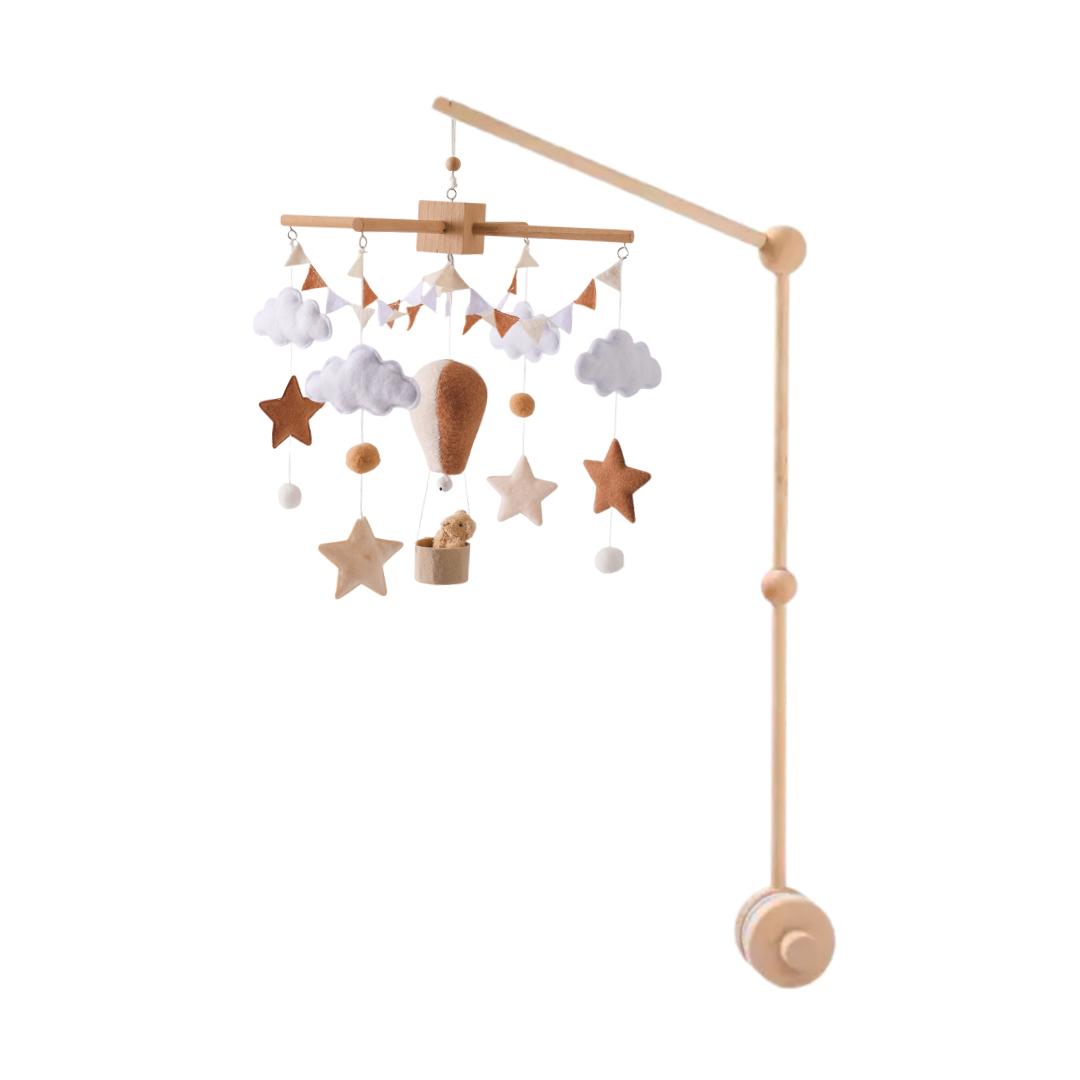 Handgemachtes Baby-Mobile Heißluftballon | Filz & Holz