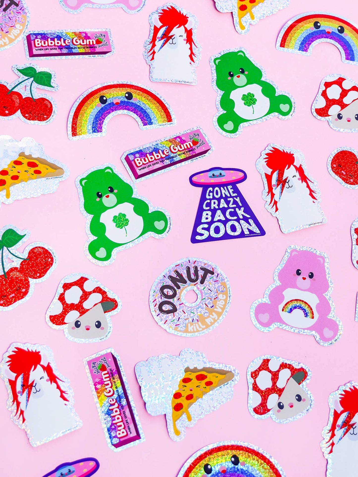 Glitzer-Aufkleber Bubblegum