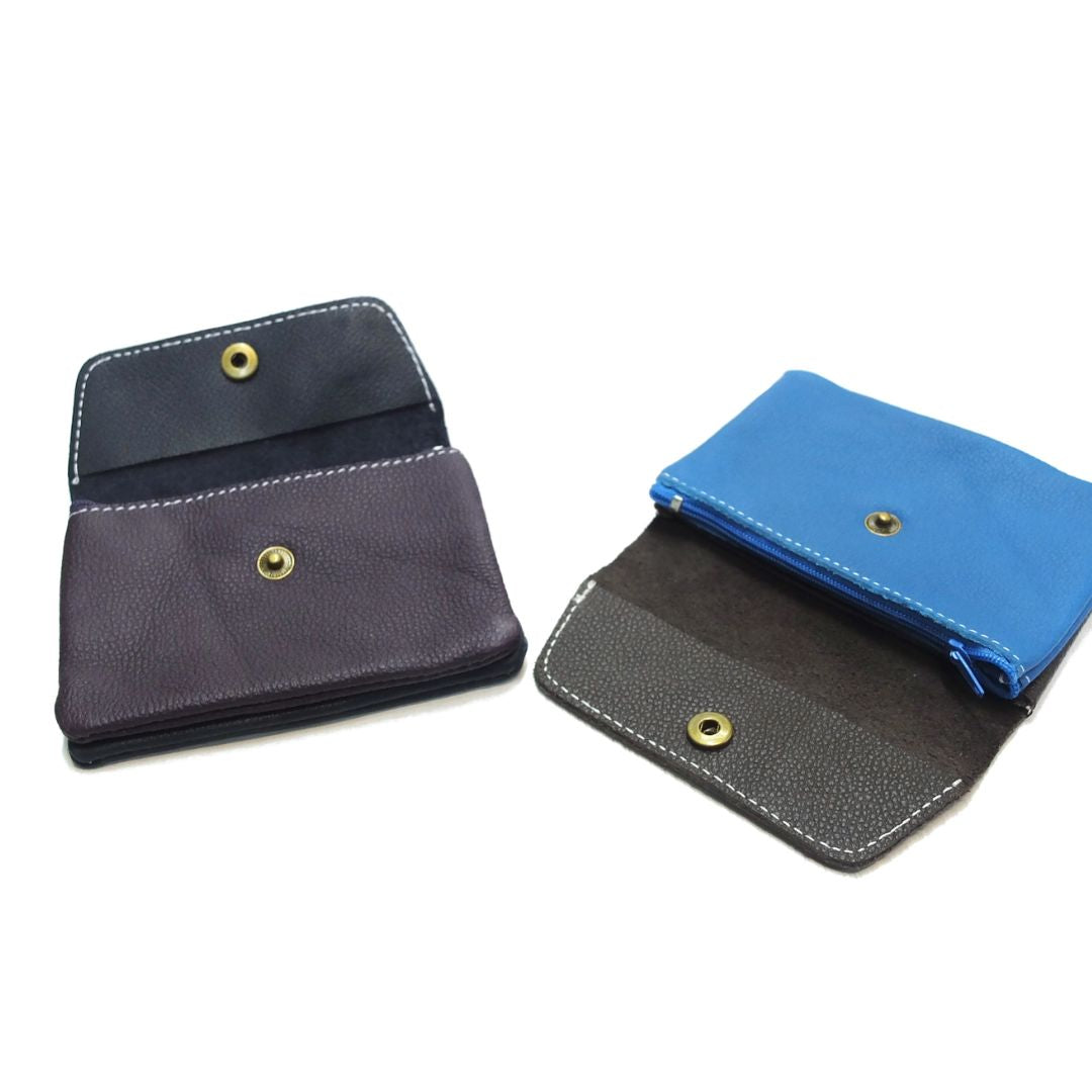 Upcyceltes Lederportemonnaie Colorblock khaki/bordeaux
