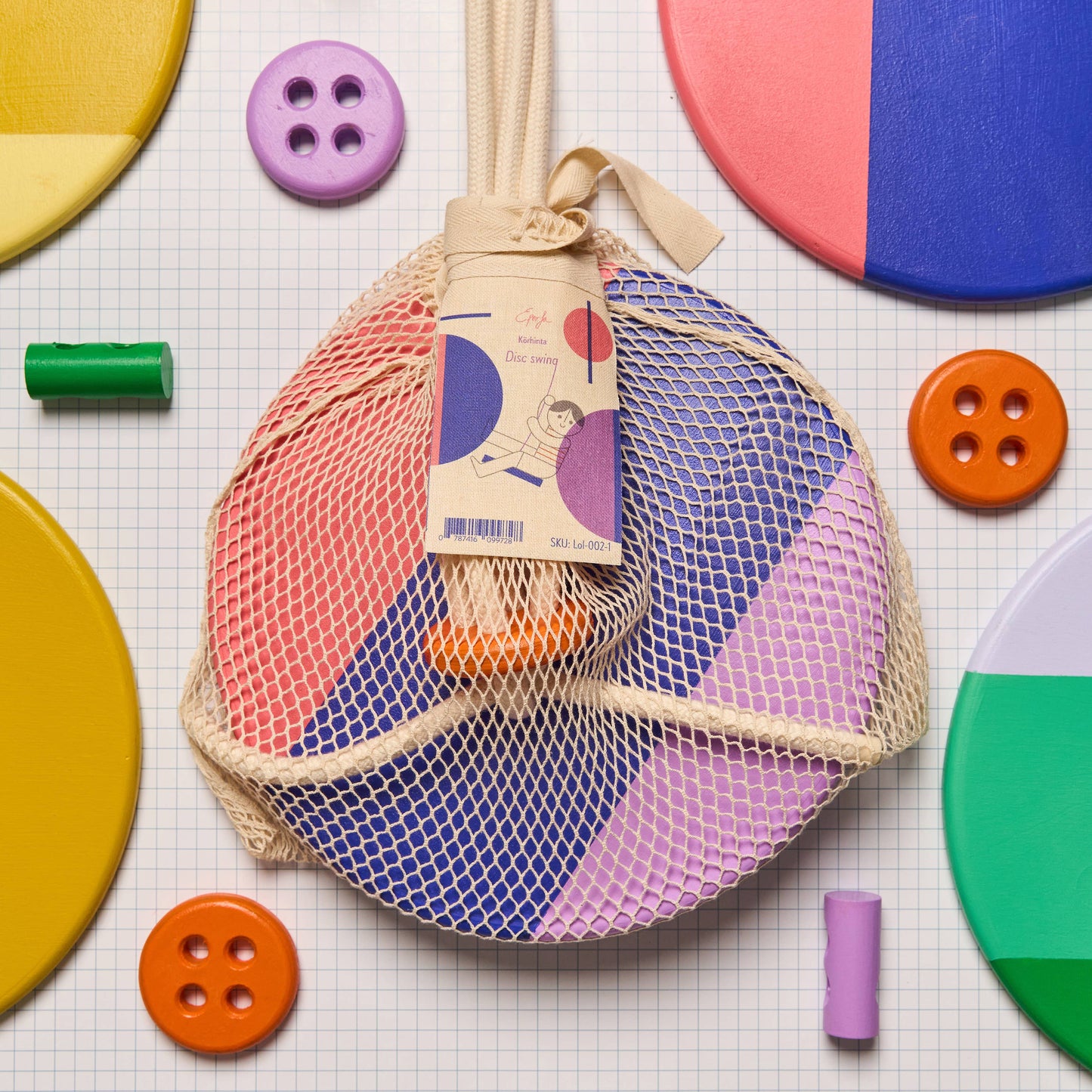 Indoor Scheibenschaukel 'Colorful' lila/blau/korall