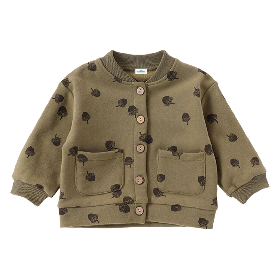2er Set mit Cartoon Print 'Acorns' khaki