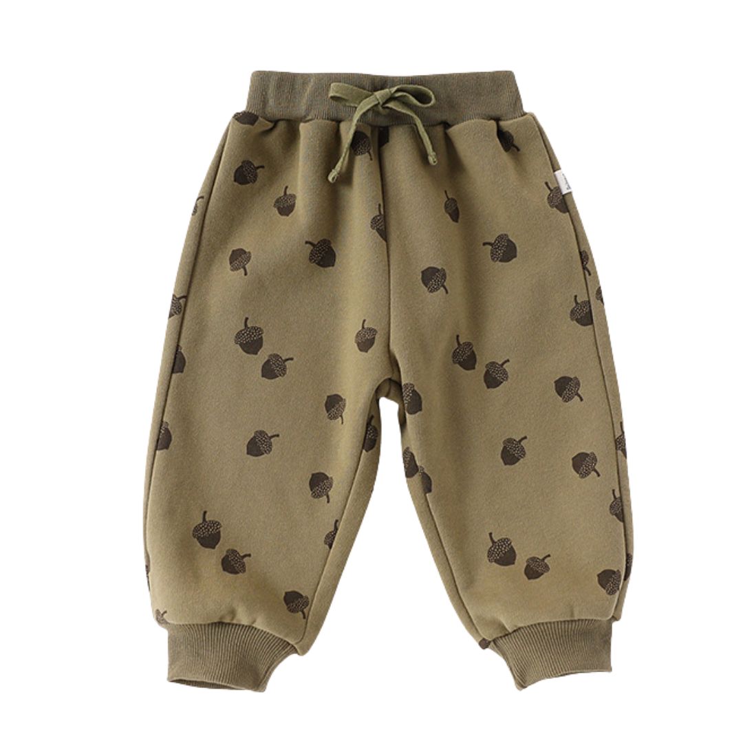 2er Set mit Cartoon Print 'Acorns' khaki