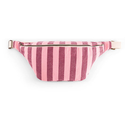Gestreifte Gürteltasche in burgunderrot/flamingo