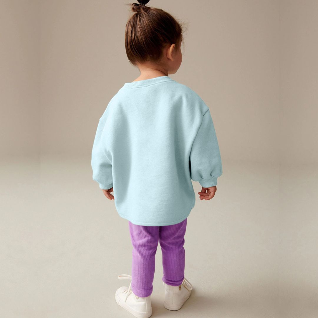 Set Sweatshirt blau Hase und Leggings lila