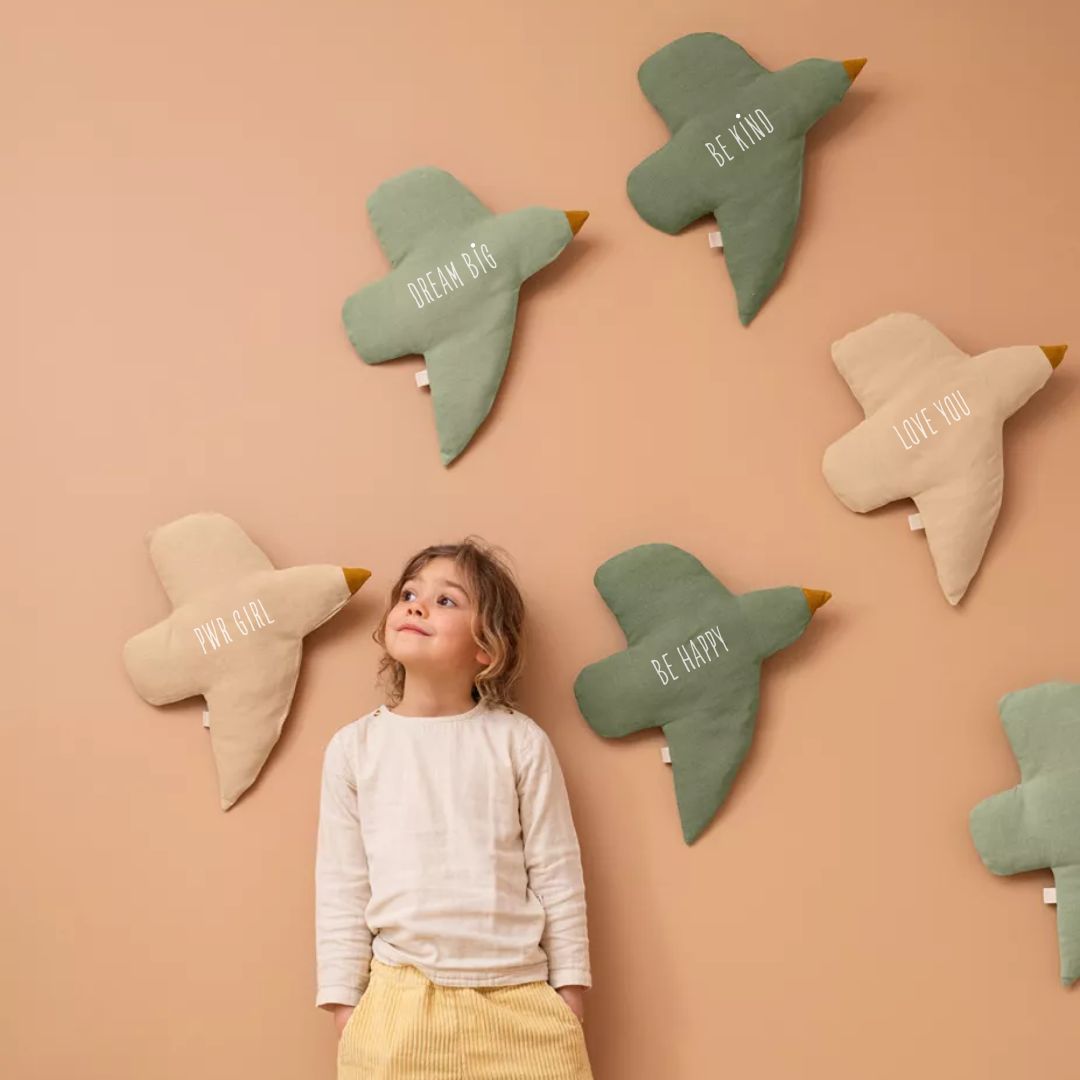 Wanddekoration Vogel beige personalisierbar