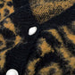 Leopardenmuster Strickjacke aus Wollstrick in Camel