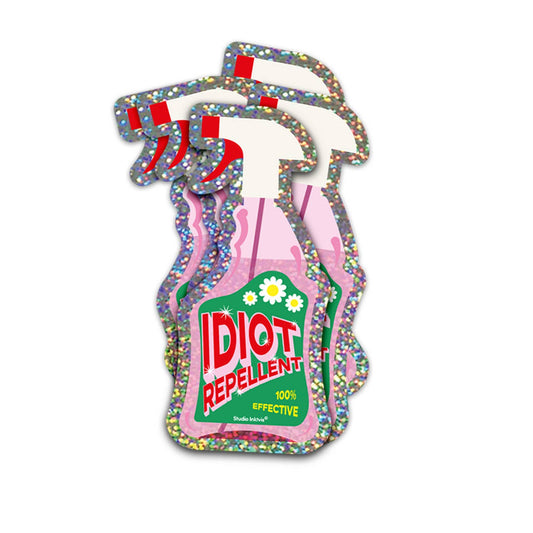 Glitzersticker 'Idiot Repellent Spray'