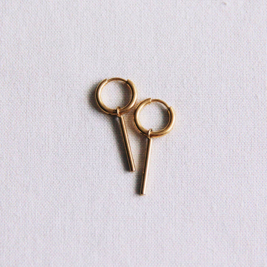 Damen Ohrringe Creolen mit Barren gold 12mm