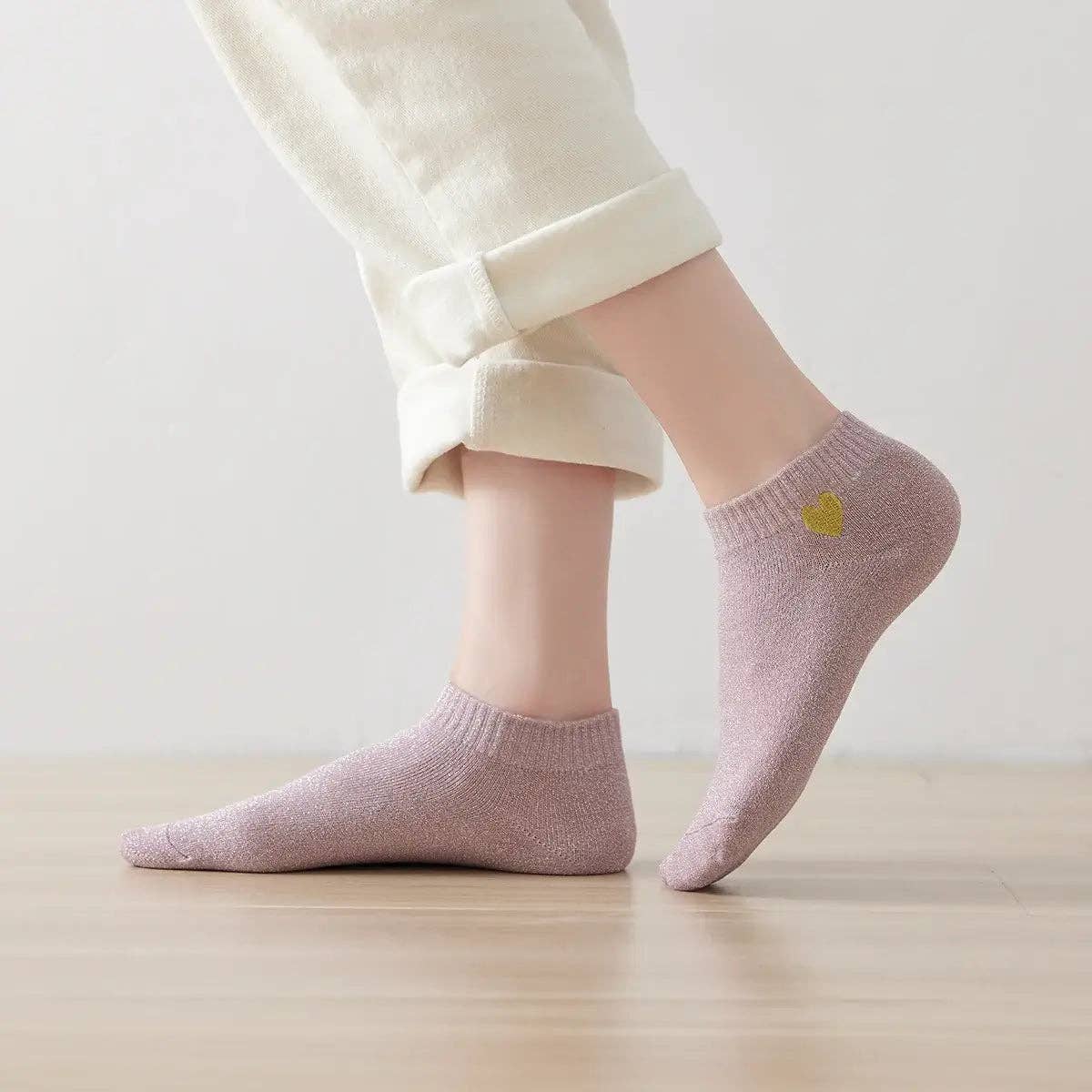 Socken Lurex & goldenes Herz