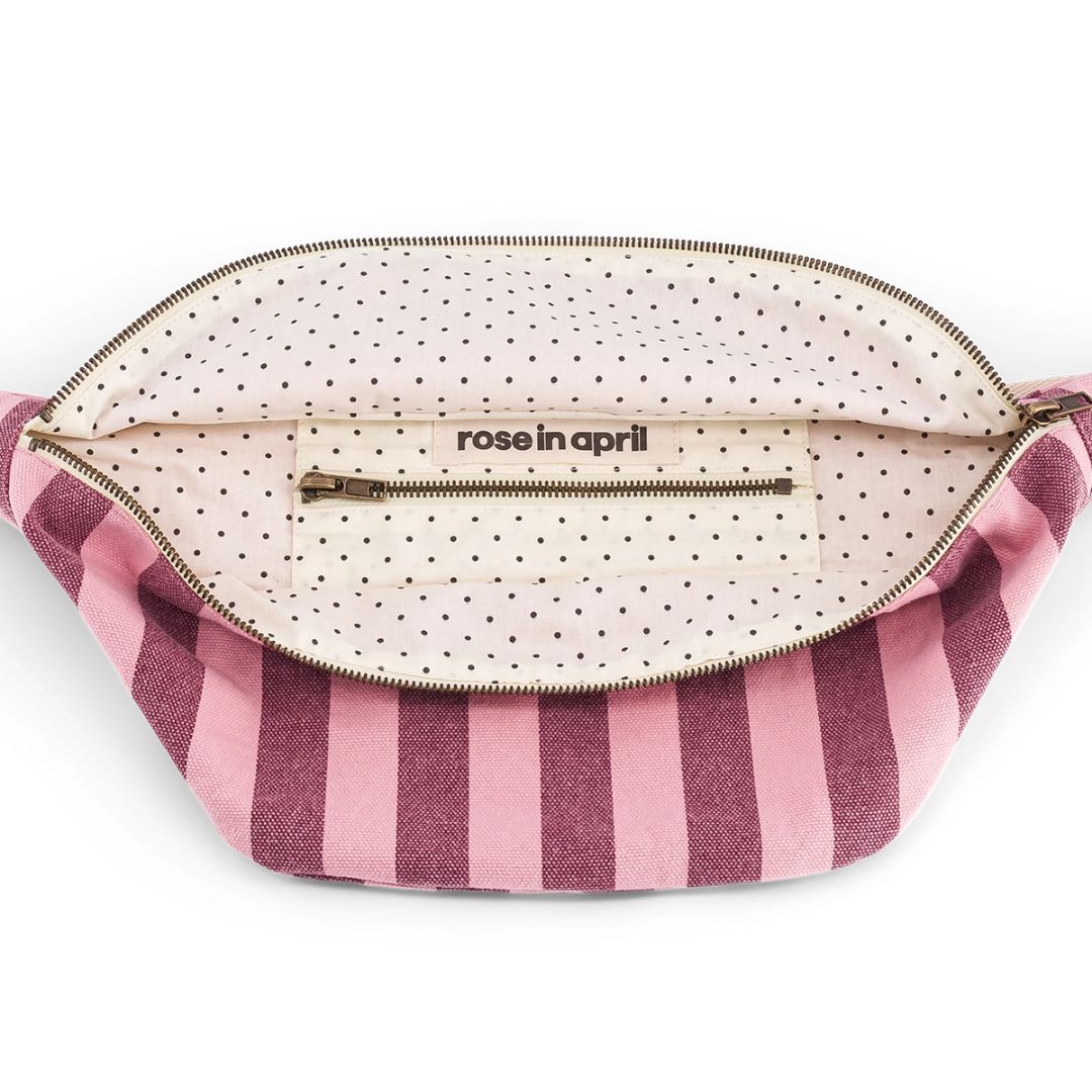 Damen Gürteltasche Streifen in burgunderrot/blassrosa