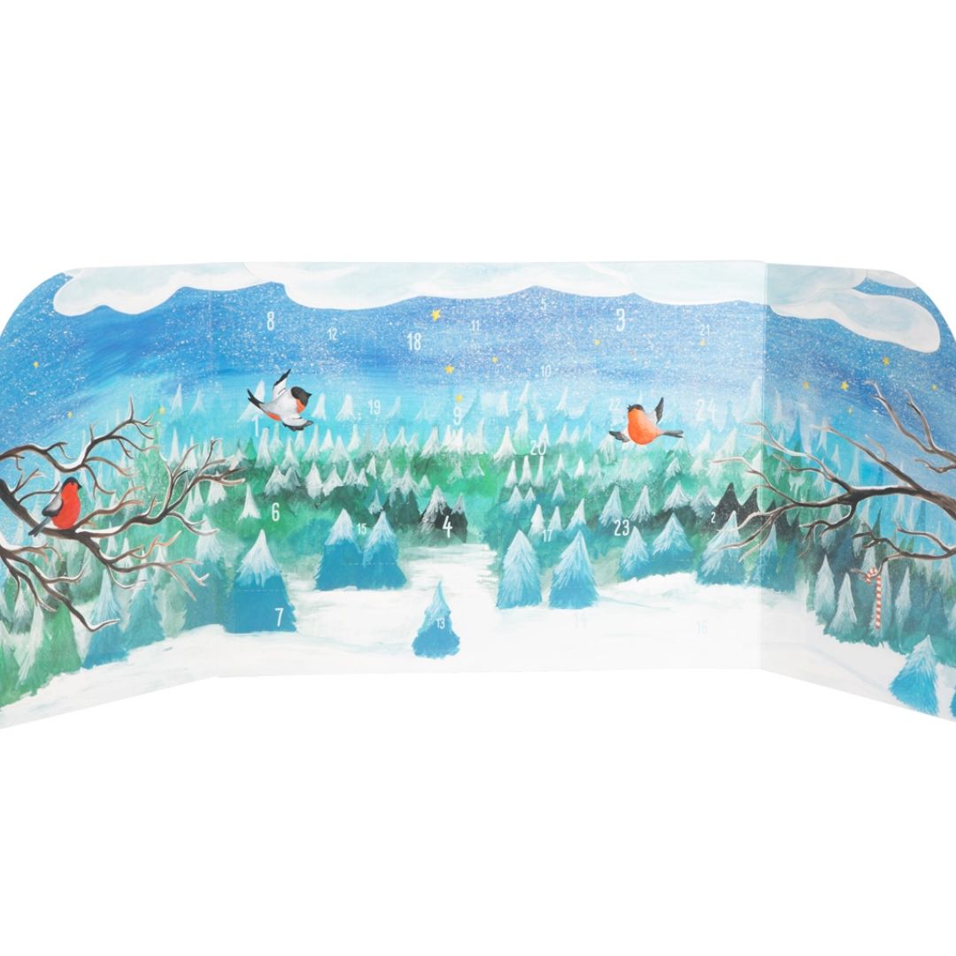 Adventskalender Winterwald mit Holzspielfiguren