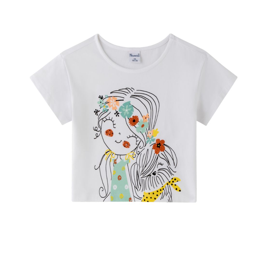 T-Shirt für Mädchen mit Cartoon Welpe