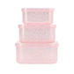 Set 3 Lunchboxen 'Aqua Glitzer rosa'