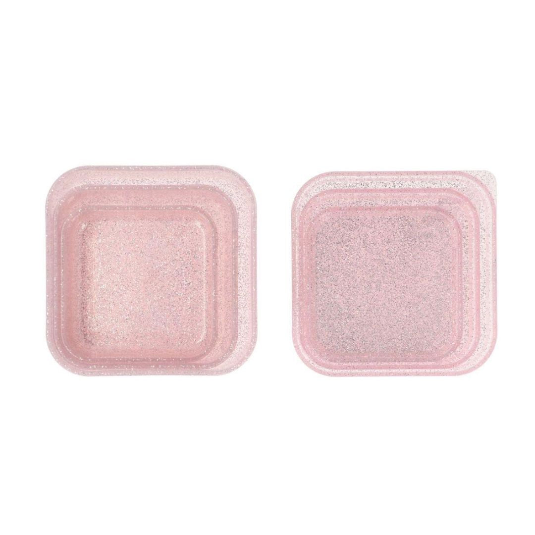 Set 3 Lunchboxen 'Aqua Glitzer rosa'