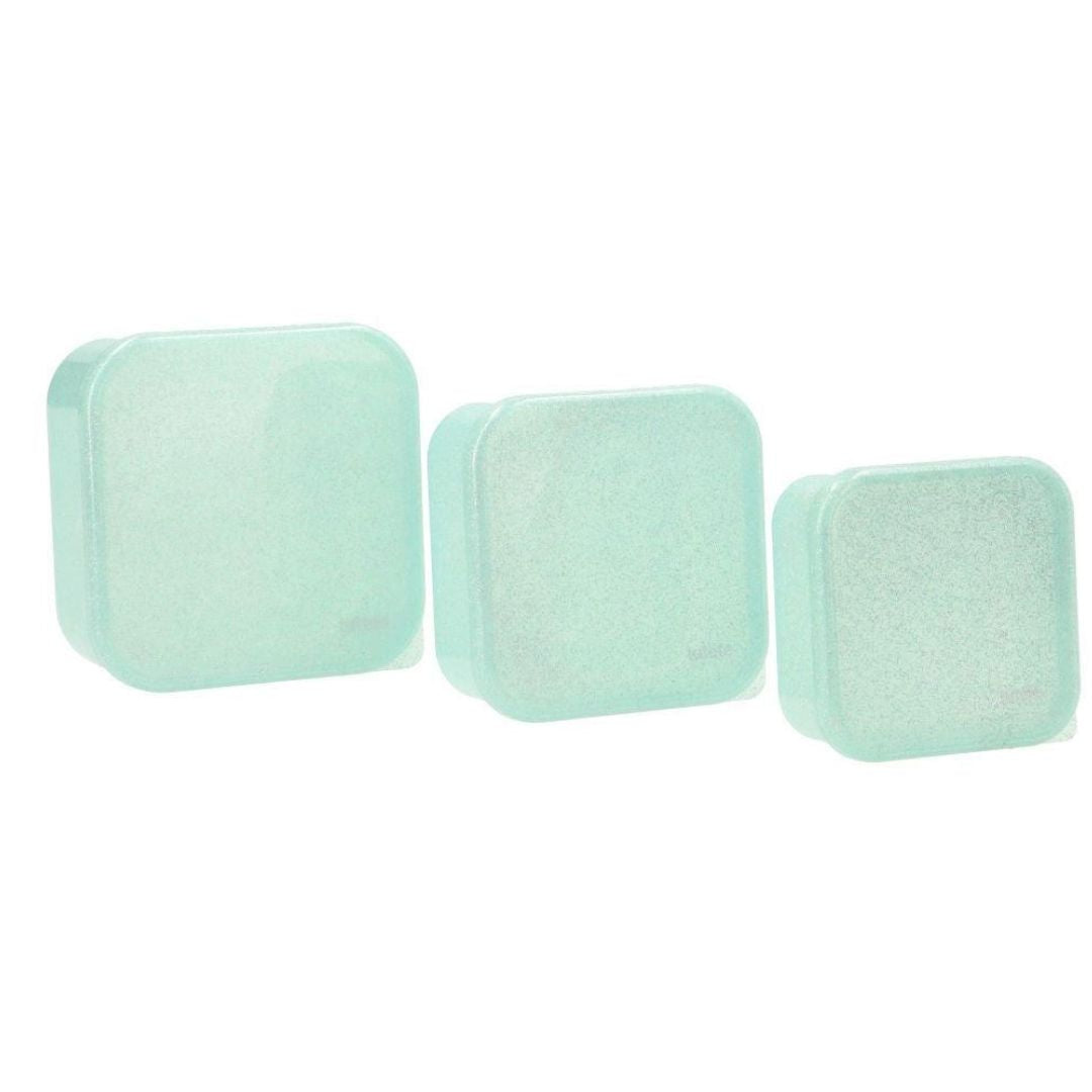 Set 3 Lunchboxen 'Aqua Glitzer türkis'