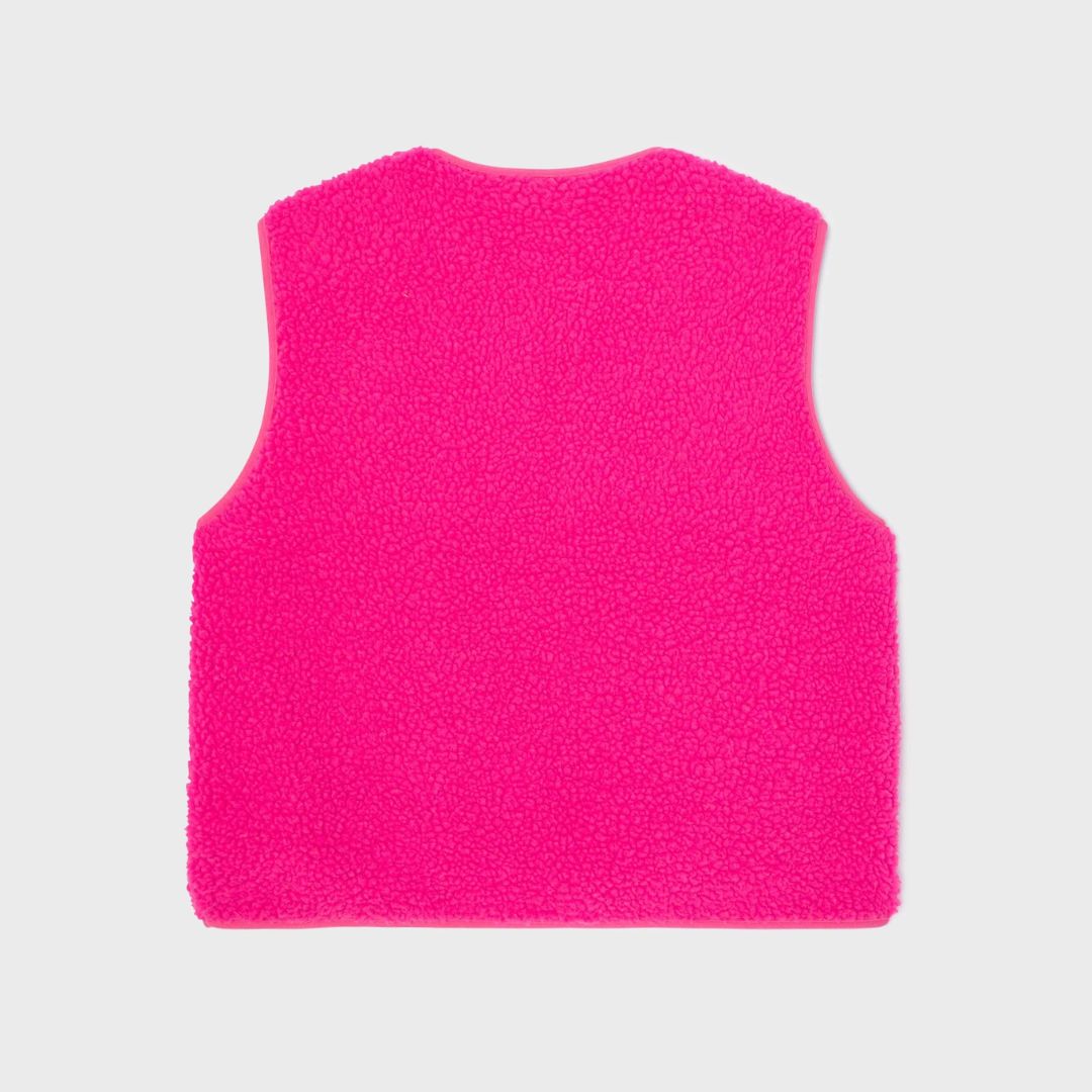 Ärmellose Damen-Sherpa-Weste mit Reißverschluss rosa