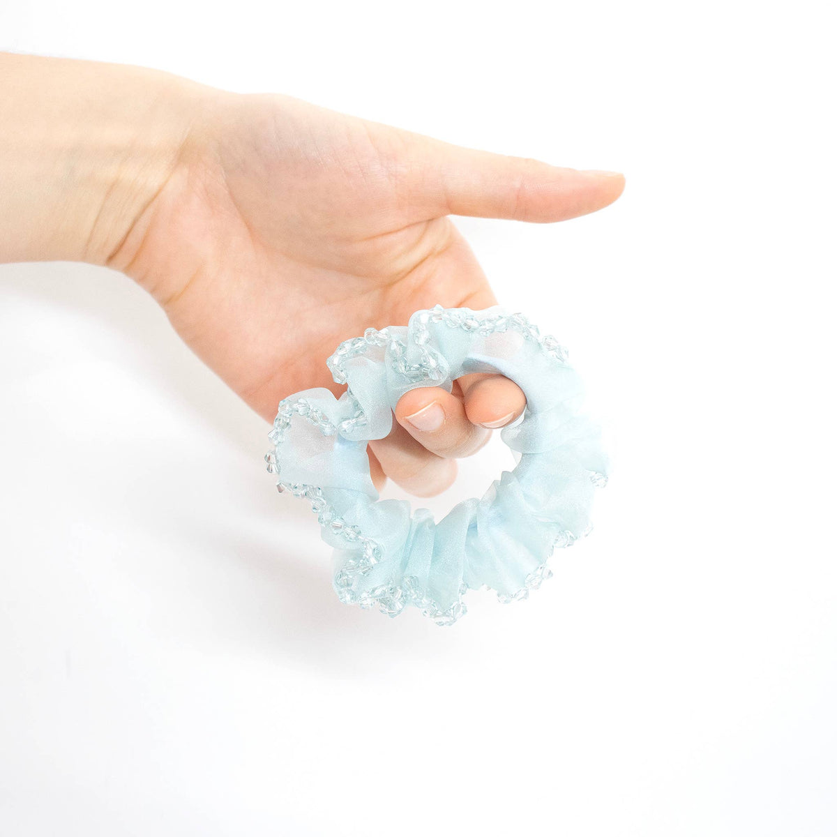 Scrunchie Meerjungfrau Perlmuttperlen pastell blau