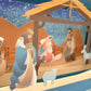 Dimensionale Pop Up Weihnachtskarte mit Umschlag 'Krippe blau'