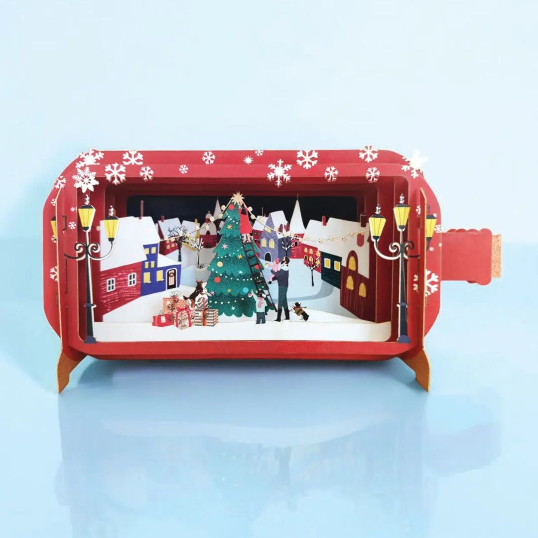 Dimensionale Pop Up Weihnachtskarte mit Umschlag 'Weihnachtsabend'