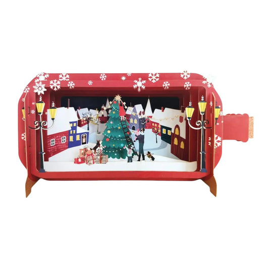 Dimensionale Pop Up Weihnachtskarte mit Umschlag 'Weihnachtsabend'