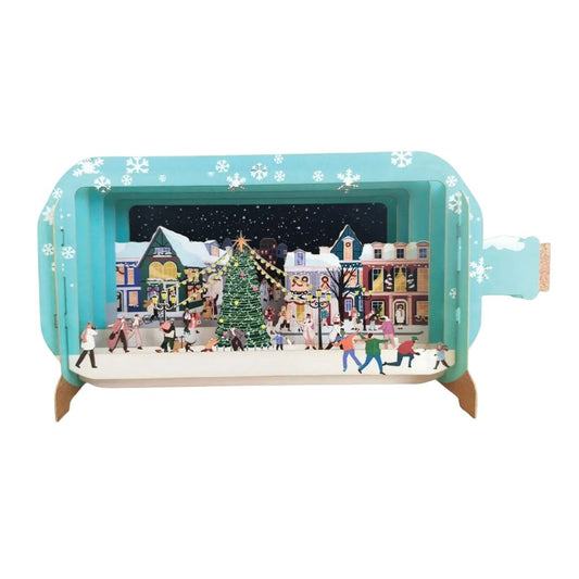 Dimensionale Pop Up Weihnachtskarte mit Umschlag 'Weihnachtstreiben'