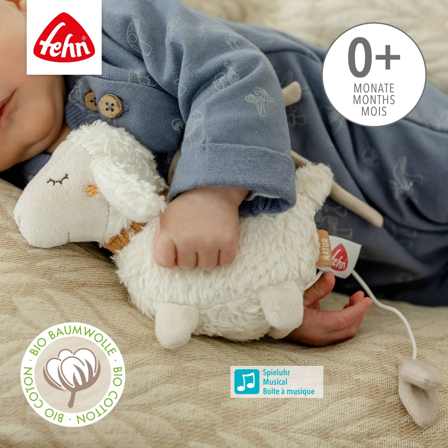 Mini-Spieluhr Schaf Natur - Kuscheltier & Einschlafhilfe