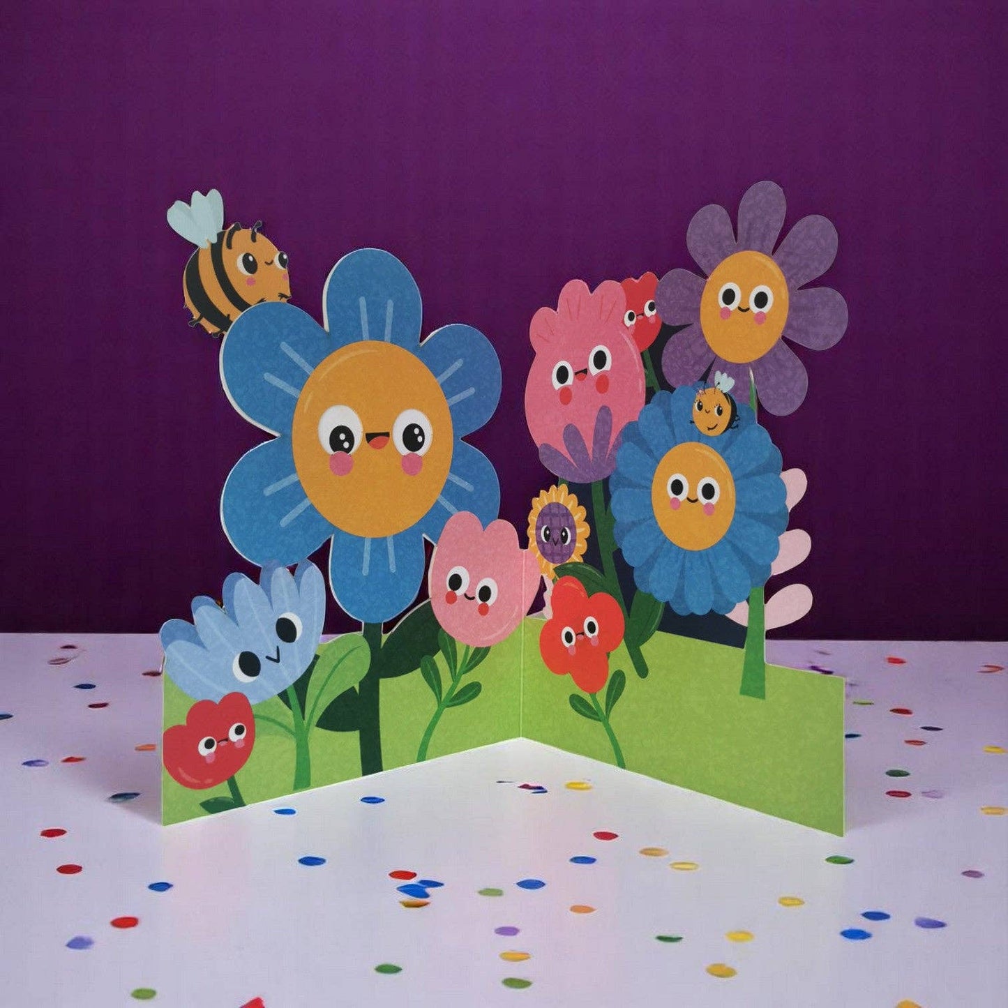 Original Papierschnittkarte 'Flowers  Funny Eyes'