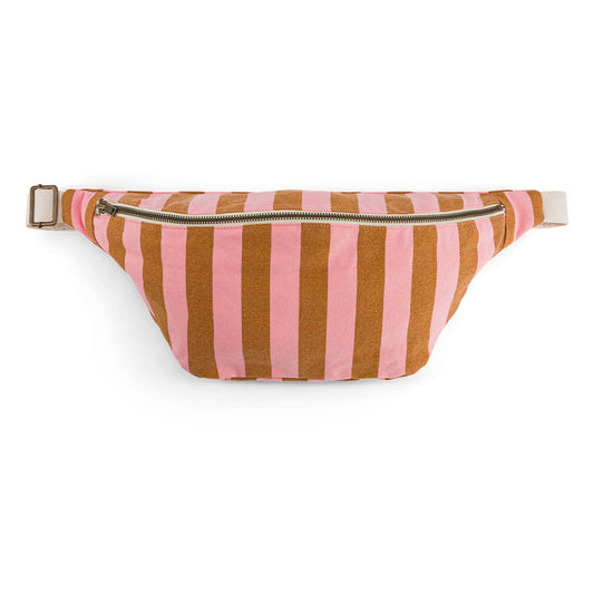 Damen Gürteltasche Streifen in karamell / erdbeere