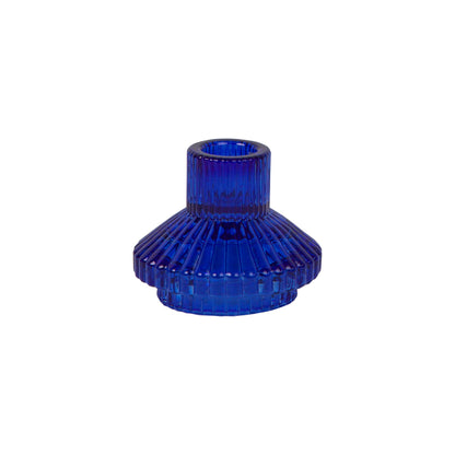 Kleine Kerzenhalter aus geripptem Glas