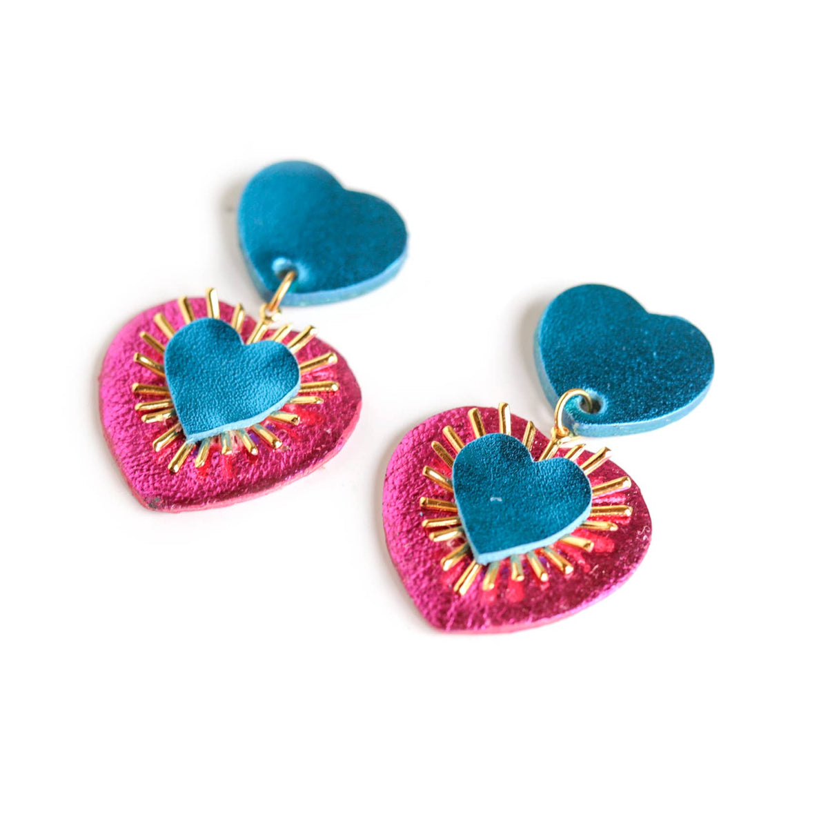 Damen Ohrringe 'Ex-Voto' metallic blau/fuchsia