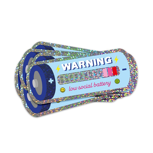 Glitzer-Aufkleber „Low social battery“