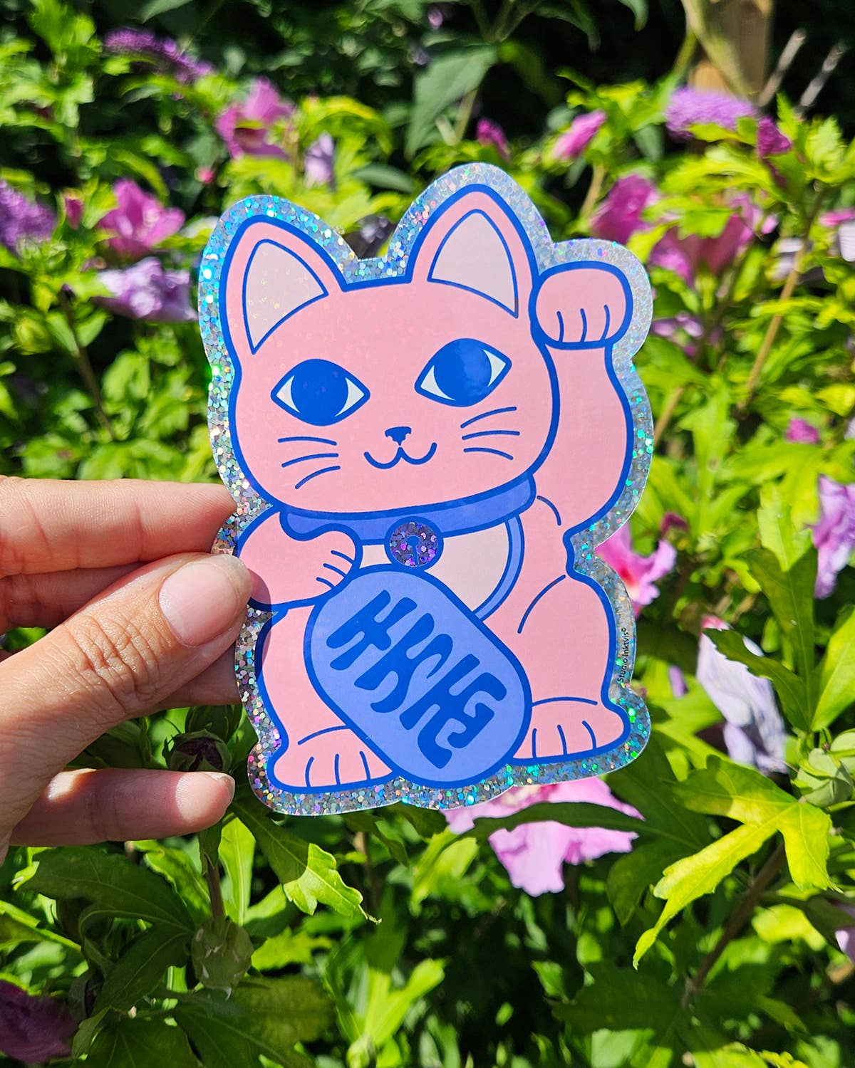 Glitzersticker Maneki Neko Glückskatze