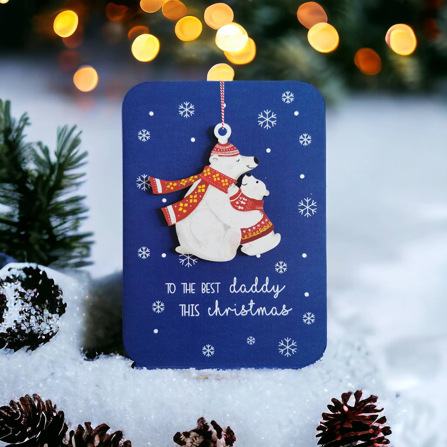 Weihnachts-Holz-Ornamentkarte 'Best Daddy'