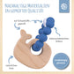 Beißring Wal aus Naturholz mit Silikonkette blau