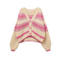 Damen Grobstrick-Cardigan mit Streifen rosa/creme