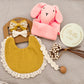 4 teiliges Baby Geschenk Set 'Mustard Lace Chic'