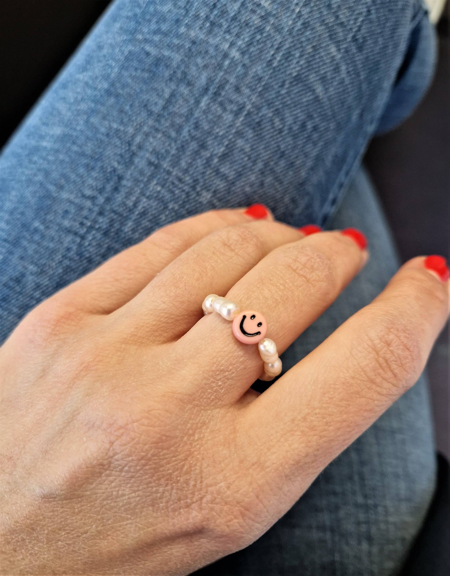 Smiley Perlen Ring | versch. Farben