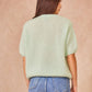 Kurzärmelige Kid-Mohair-Strickjacke mint