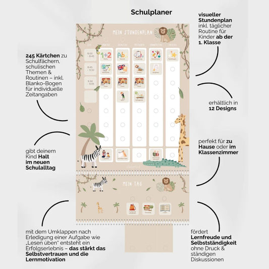 Grundschulplaner inkl. Symbolkärtchen 'Safari'