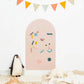 Repositionierbare Magnettafel 'Arche' rosa/beige