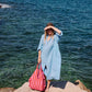 Damen Tasche Shopper Elisa Streifen orchidee/tomate