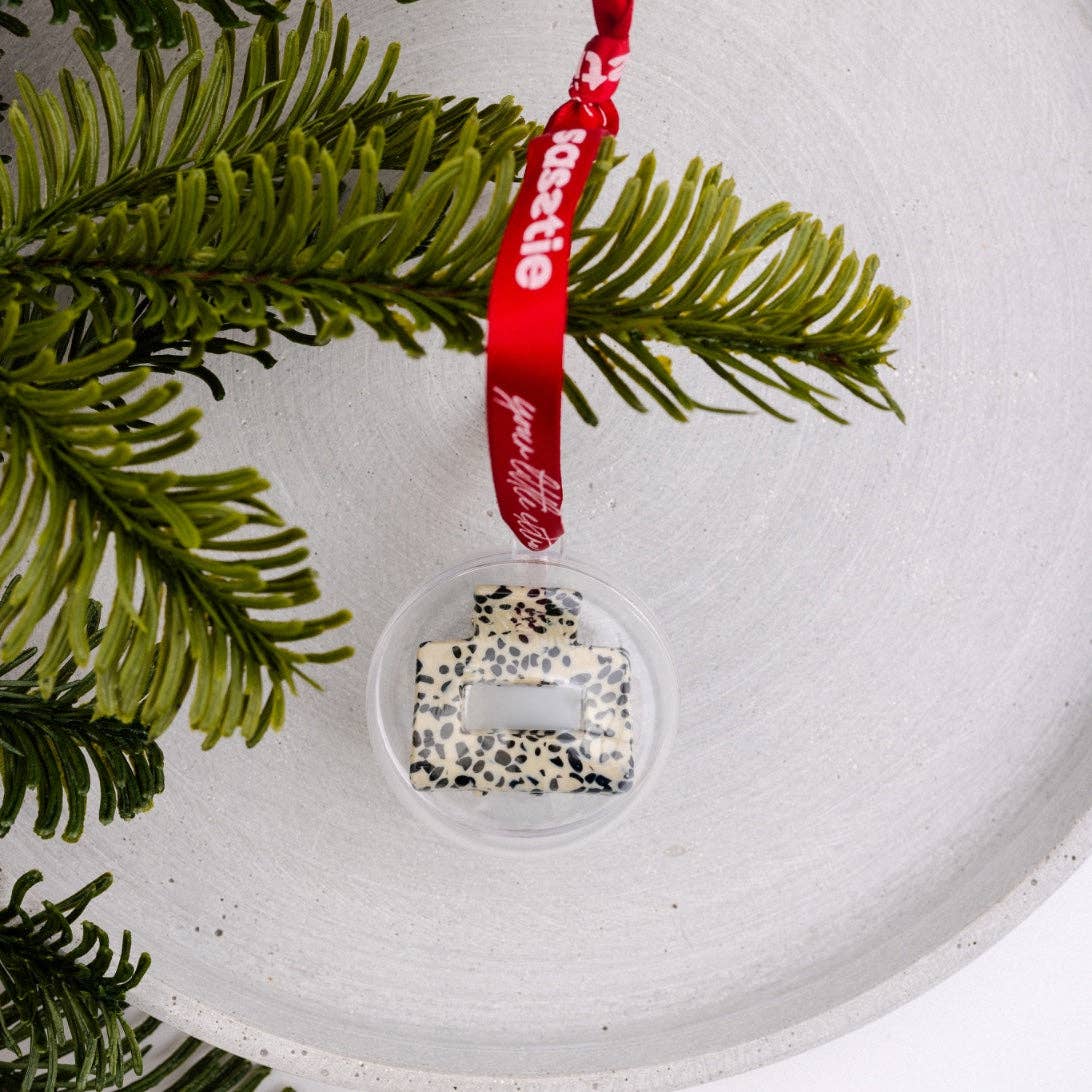 Haarklammer 'Christmas Lib Dott' schwarz/weiß