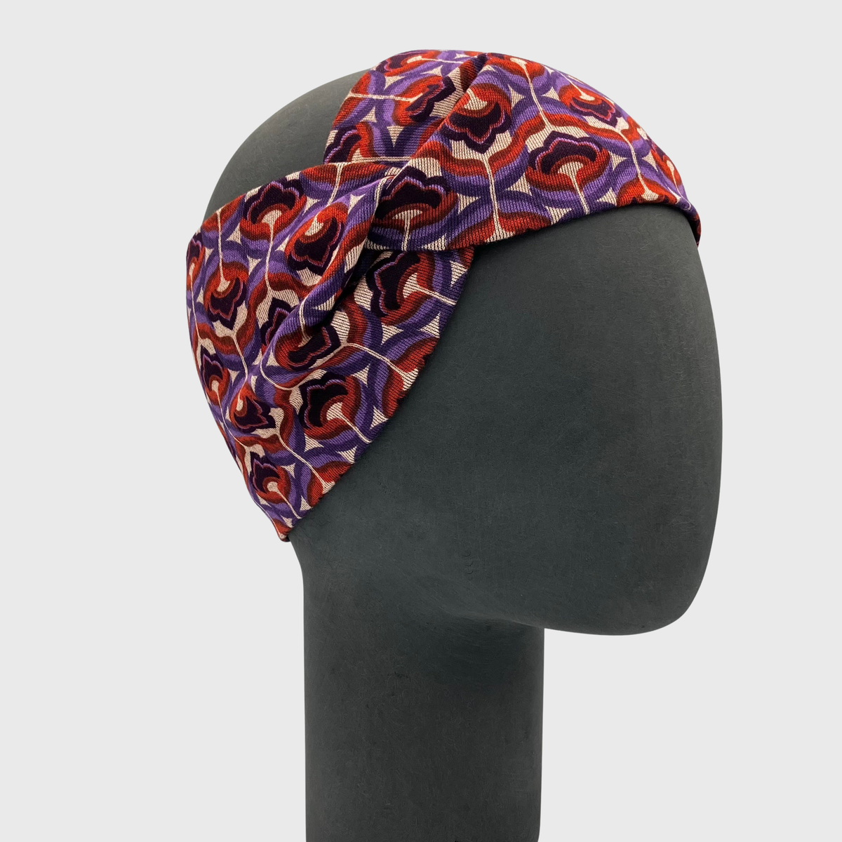 Damen Stirnband Organic Cotton Jersey 'Twist Headbands Retro Flower' lila