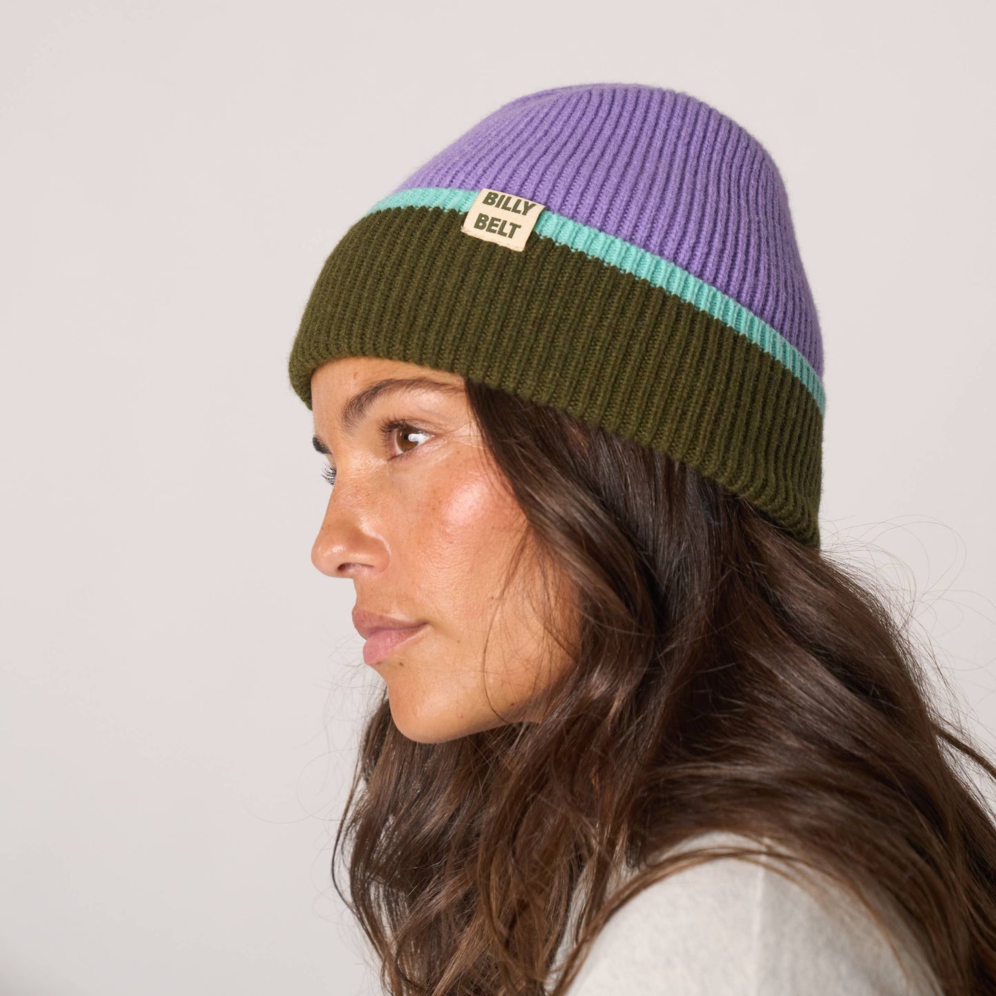 Wollmütze Unisex für Erwachsene violett/khaki/minzgrün