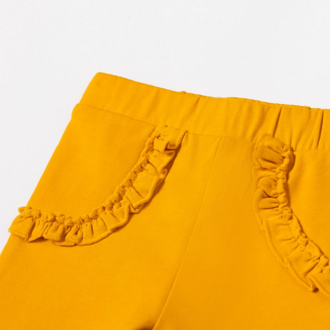 Hose für Mädchen mit Rüschen senfgelb