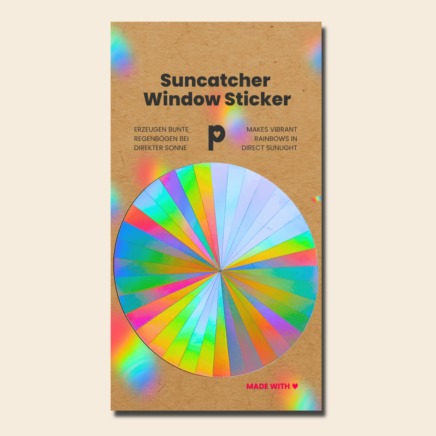 XL Suncatcher Fenstersticker Sonne, prismatischer Aufkleber