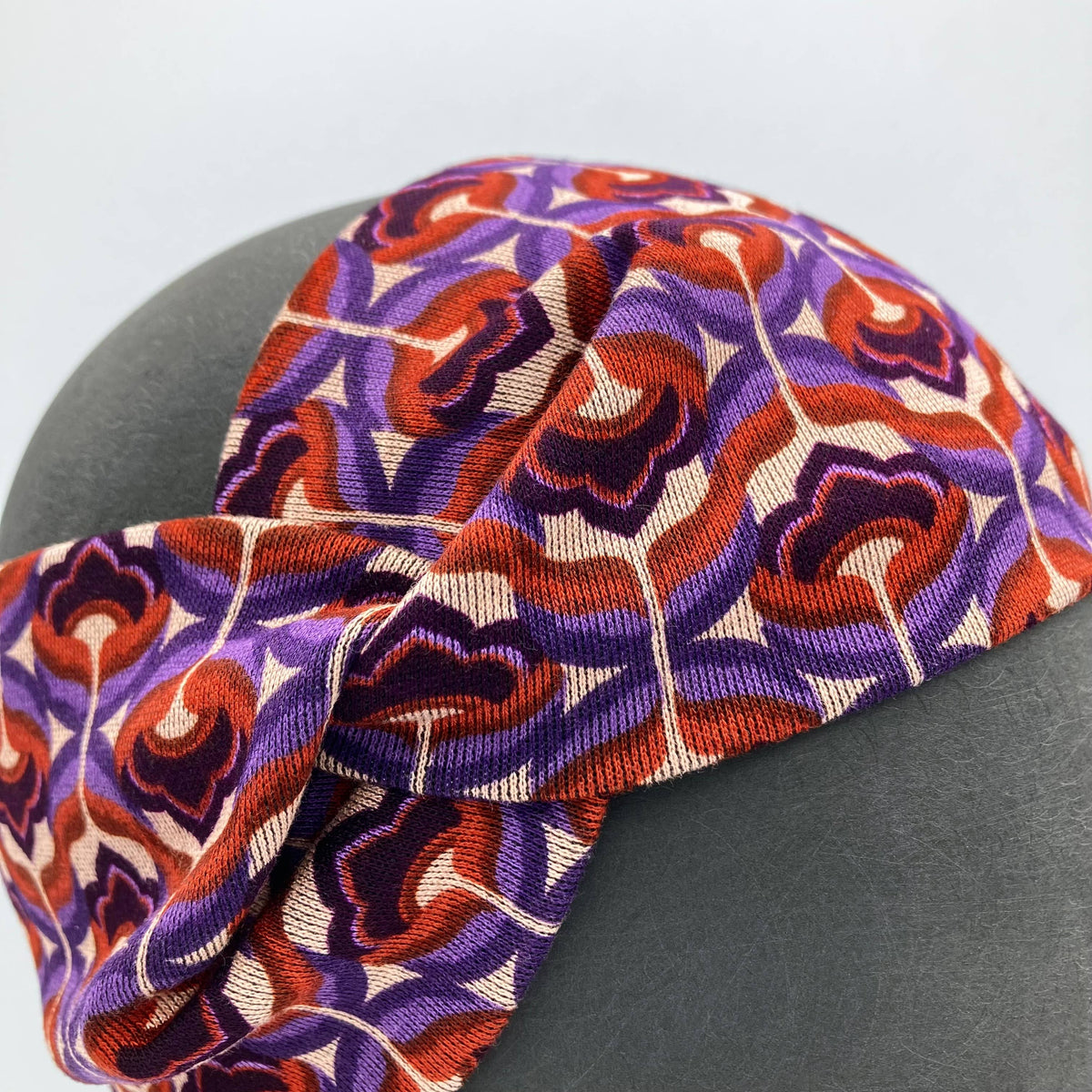 Damen Stirnband Organic Cotton Jersey 'Twist Headbands Retro Flower' lila