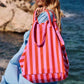 Damen Tasche Shopper Elisa Streifen orchidee/tomate